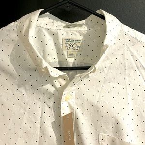 Jcrew L white with black polka dots button up. New with tags